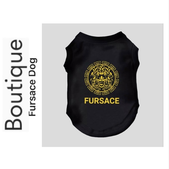 FURSACE Small Dog/ Cat Tee Shirt/ Black and Gold/ Brand New - Picture 1 of 14